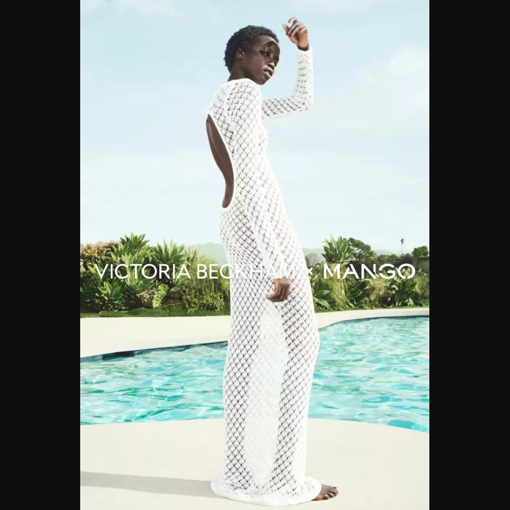NWT Mango x Victoria Beckham Crochet dress with open back
